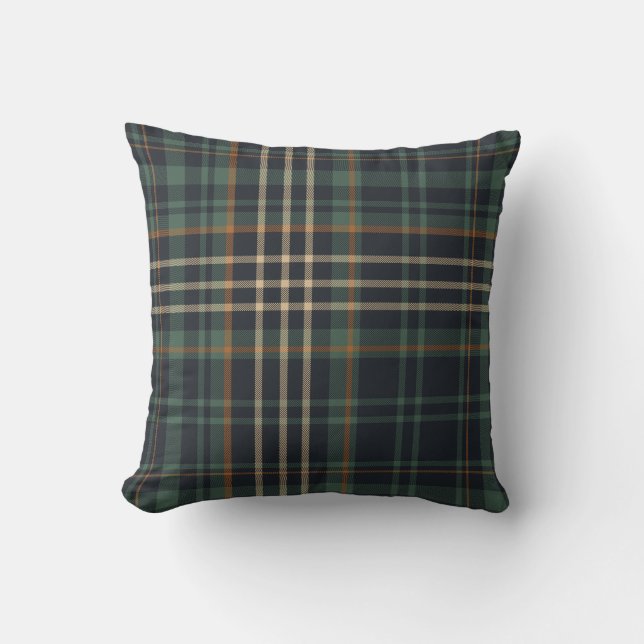 Modern Elegant Dark Green Plaid  Kudde (Framsida)