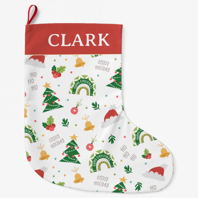 Modern Elegant dekorativa julillustrationer Stor Julstrumpa (Framsidan)