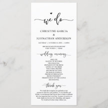 Modern Elegant, det gör vi, Bröllop Ceremonisprogr