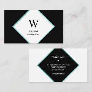 Modern Elegant Diamant Professionell Svart Teal Visitkort