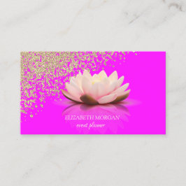 Modern Elegant Diamanter Lotus Rosa Fluorescerande Visitkort