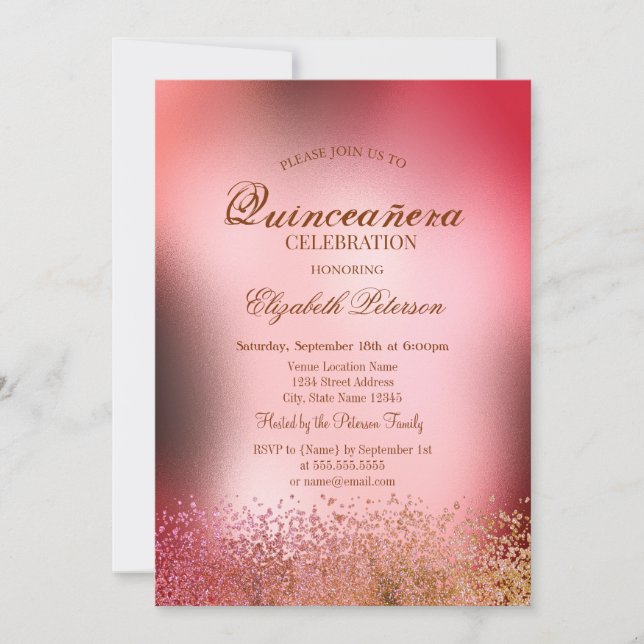 Modern Elegant Diamonds Metallic Quinceañera Inbjudningar (Framsida)