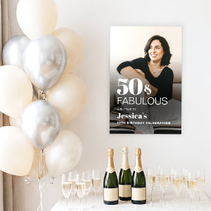 Modern Elegant Djärv 50-års Födelsedagsfoto Poster