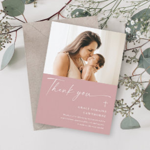 Modern Elegant Dopning Foto Tack Kort