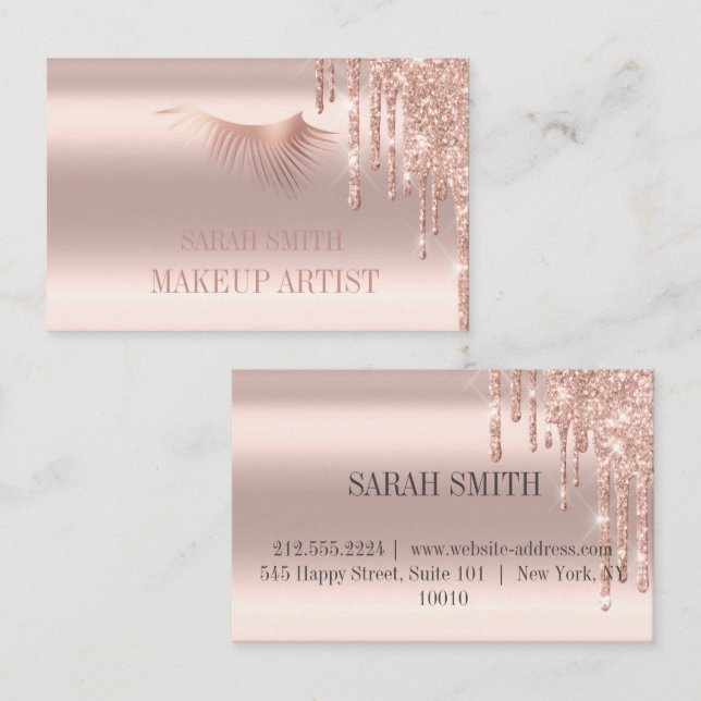 Modern Elegant droppar gyllene ro Visitkort (Fram/baksida)