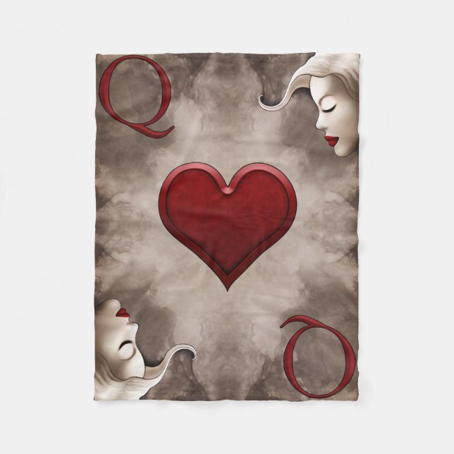 Modern, elegant, drottning av hearts Card Illustra Fleecefilt (Framsidan)