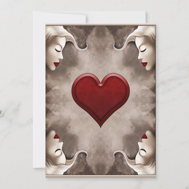 Modern, elegant, drottning av hearts Card Illustra Tack Kort (Framsida)