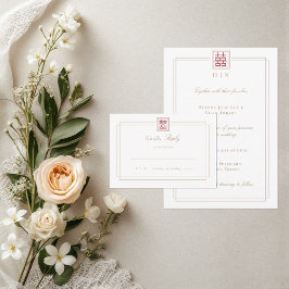 Modern Elegant Dubbel Lycka Bröllop RSVP  Inbjudningar
