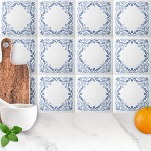 Modern Elegant Dusty Blue and White Kakelplatta