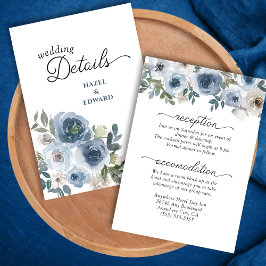Modern Elegant Dusty Blue Blommigt Bröllop Tilläggskort