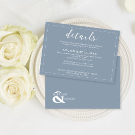 Modern Elegant Dusty Blue Borded Script Bröllop Tilläggskort