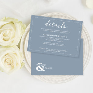 Modern Elegant Dusty Blue Borded Script Bröllop Tilläggskort