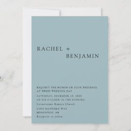 Modern Elegant Dusty Blue Bröllop 2 Sided QR Code Inbjudningar