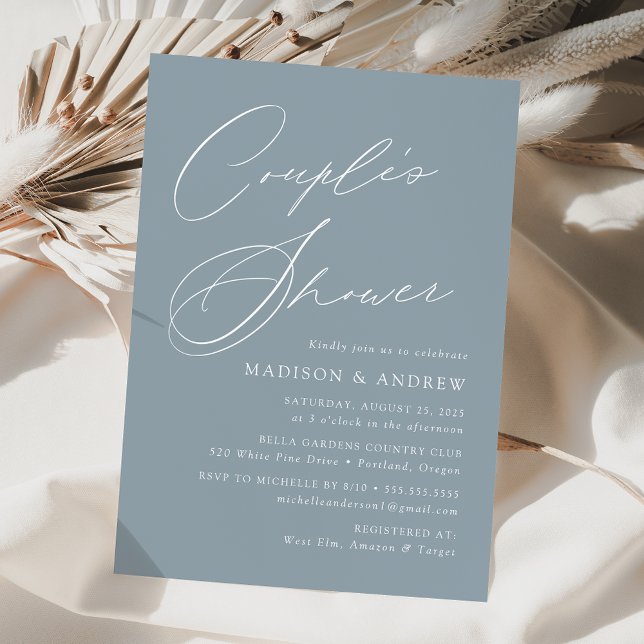 Modern Elegant Dusty Blue Couple Shower Inbjudningar (Skapare uppladdad)