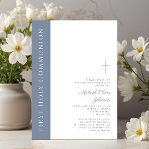 Modern Elegant Dusty Blue Kor First Communion