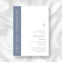 Modern Elegant Dusty Blue Kor First Communion