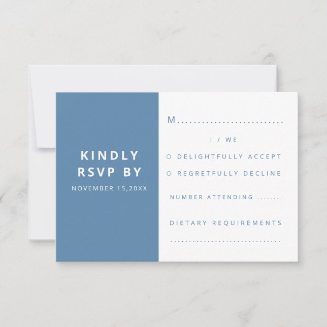 Modern Elegant Dusty Blue Minimalist Bröllop OSA Kort (Framsida)