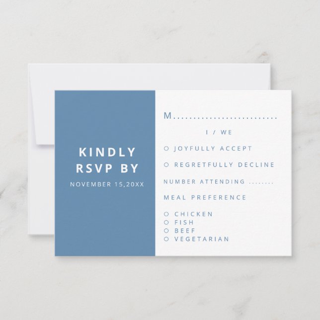 Modern Elegant Dusty Blue Minimalist Bröllop OSA Kort (Framsida)