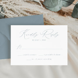 Modern Elegant Dusty Blue Script Bröllop OSA Kort