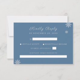 Modern Elegant Dusty Blue Silver Winter Wedding OSA Kort