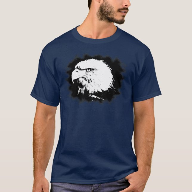 Modern Elegant Eagle Head Navy Blue-mall T Shirt (Framsida)