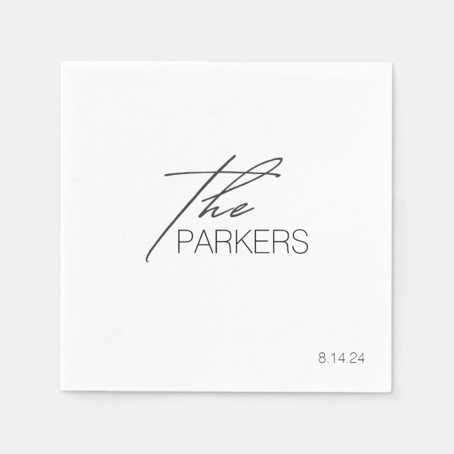 Modern Elegant efternamn Personligt bröllp enkelt Pappersservett (Framsidan)