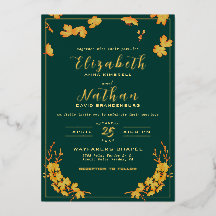 Modern Elegant Emerald Grönt & Guld Blommigt Bröll