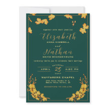 Modern Elegant Emerald Grönt & Guld Blommigt Bröll