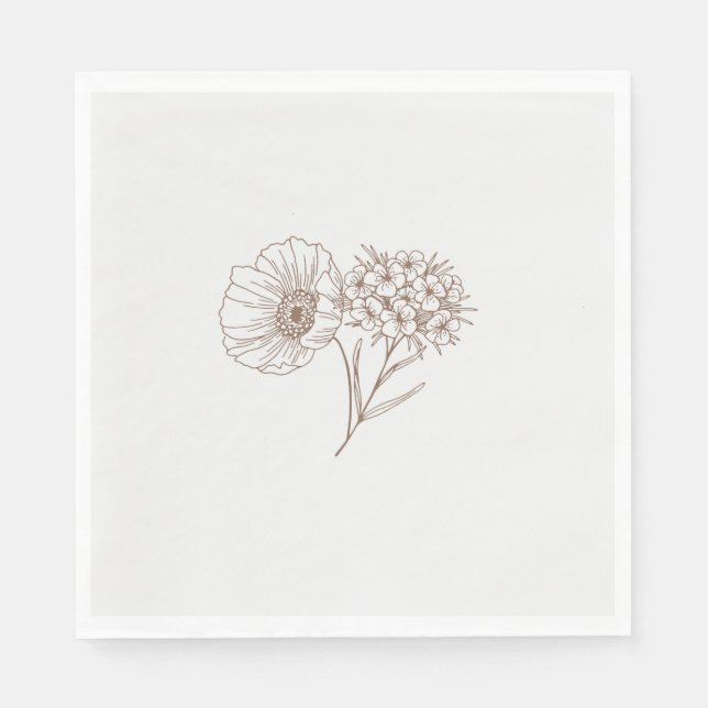 Modern Elegant enkel Blommigt Botanical Wildblomma Pappersservett (Framsidan)
