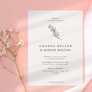 Modern Elegant - enkel blomsterinbjudan Inbjudningar