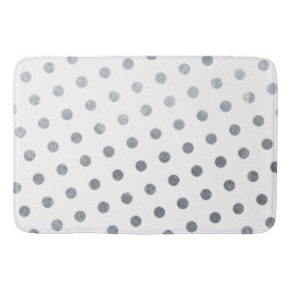 Modern Elegant Enkel Chic Vita Silver Polka dots Badrumsmatta