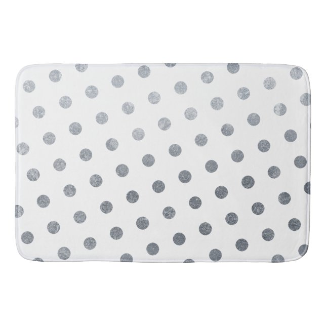 Modern Elegant Enkel Chic Vita Silver Polka dots Badrumsmatta (Framsidan)