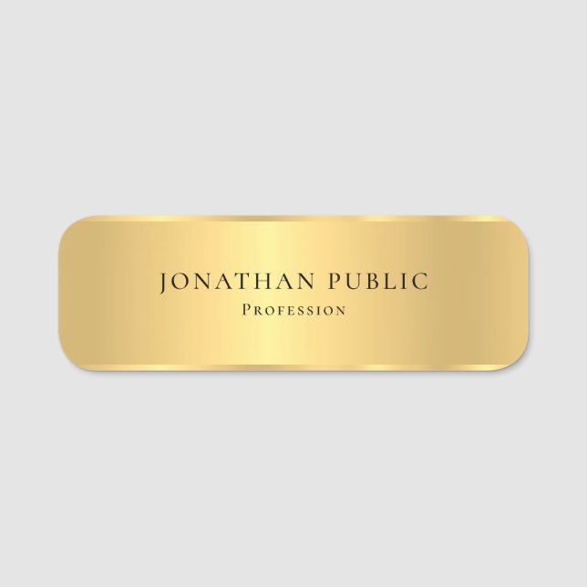 Modern elegant enkel design för glamorös guld- namnbricka (Framsida)