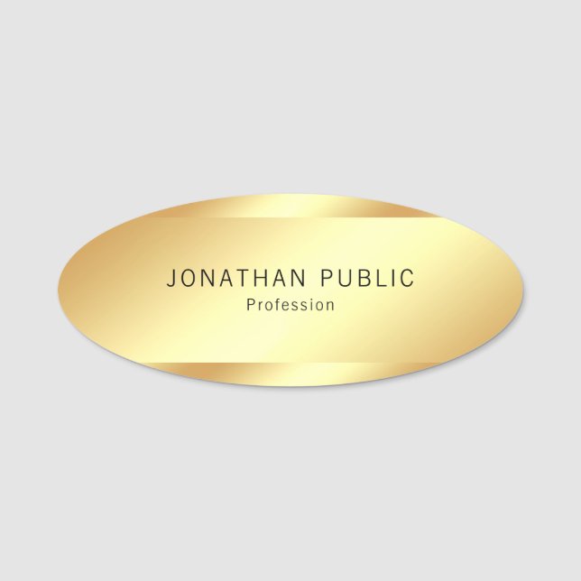 Modern elegant enkel design för glamorös guld- namnbricka (Framsida)