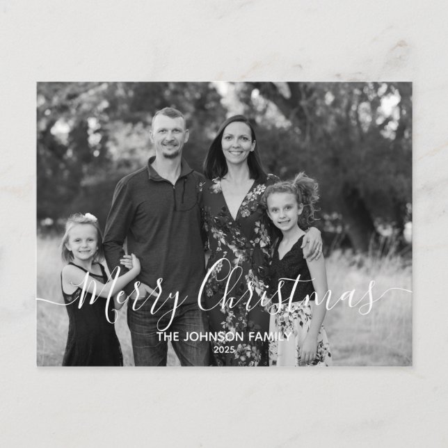 Modern Elegant Enkel God jul med foto Vykort (Framsida)