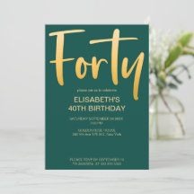 Modern Elegant Enkel Grön 40-års Födelsedagsfest