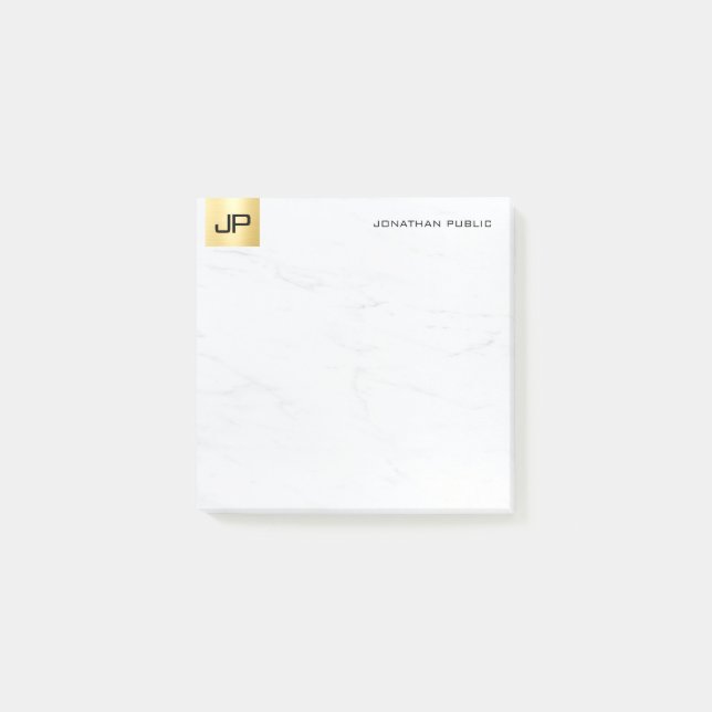Modern elegant enkel mallguld och marmor post-it block (Framsida)