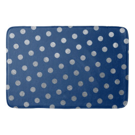 Modern Elegant Enkel marin blå Silver-Polka dots Badrumsmatta