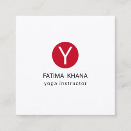 Modern Elegant Enkel monogrammad Red Yoga Fyrkantigt Visitkort