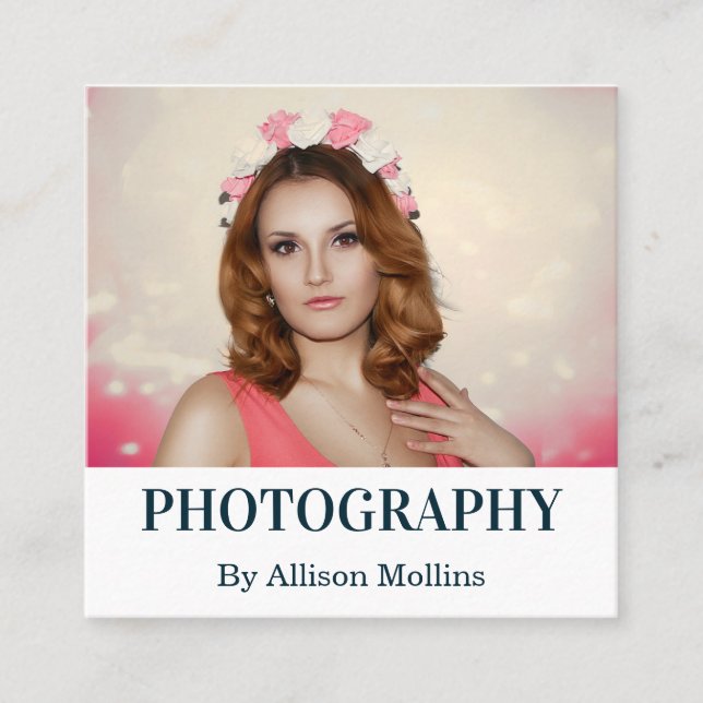 Modern Elegant - enkel och ren fotografi Fyrkantigt Visitkort (Framsida)