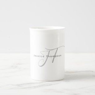 Modern Elegant Enkel Professionell Monogram Benporslin Mugg