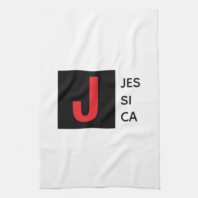 Modern Elegant Enkel Professionell Monogram Kökshandduk (Vertikal)