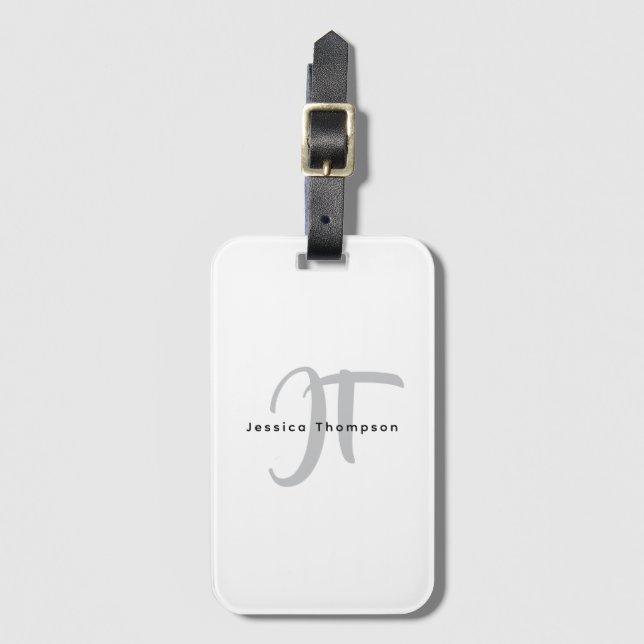 Modern Elegant Enkel Professionell Namnmonogram Bagagebricka (Framsida vertikal)