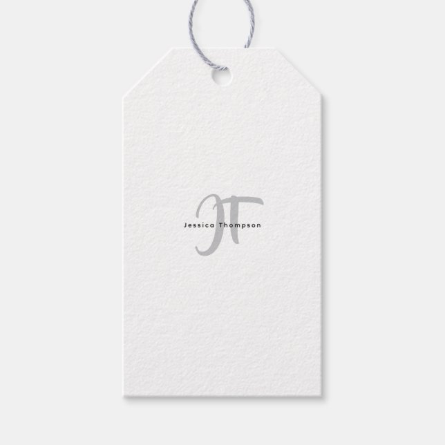 Modern Elegant Enkel Professionell Namnmonogram Presentetikett (Framsidan)