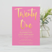 Modern Elegant Enkel Rosa 21-årsfest