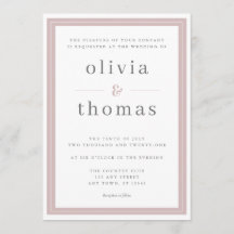 Modern Elegant Enkel Rosa Gräns Bröllop