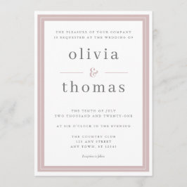 Modern Elegant Enkel  Rosa Gräns Bröllop Inbjudningar