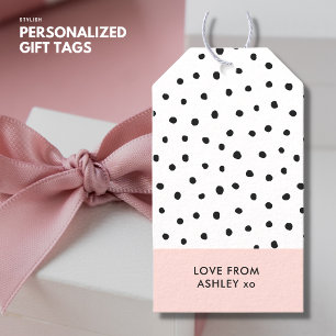 Modern Elegant Enkel Rosa Polka-punkt Presentetikett