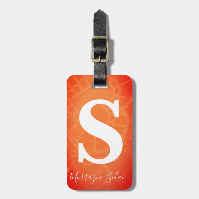 Modern Elegant Enkel Säker resning, fetstil Monogr Bagagebricka (Vertikal Framsida)