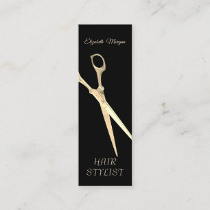 Modern Elegant Enkel Slät, Guld Sax Svart Mini Visitkort